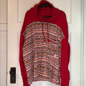 Free People Movement Nordic Knit Red Patterned Hoodie